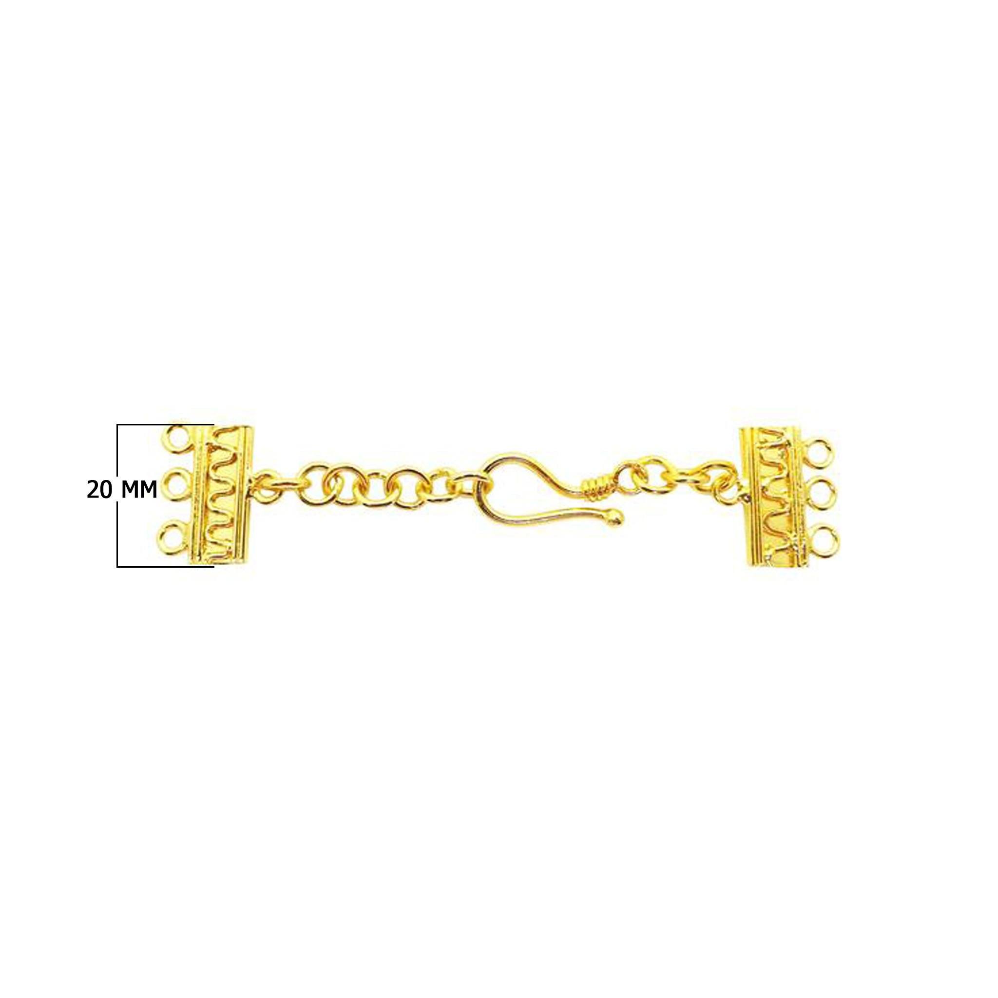 CG-179-3H 18K Gold Overlay Multi Strand Clasp With 3 Holes Beads Bali Designs Inc 