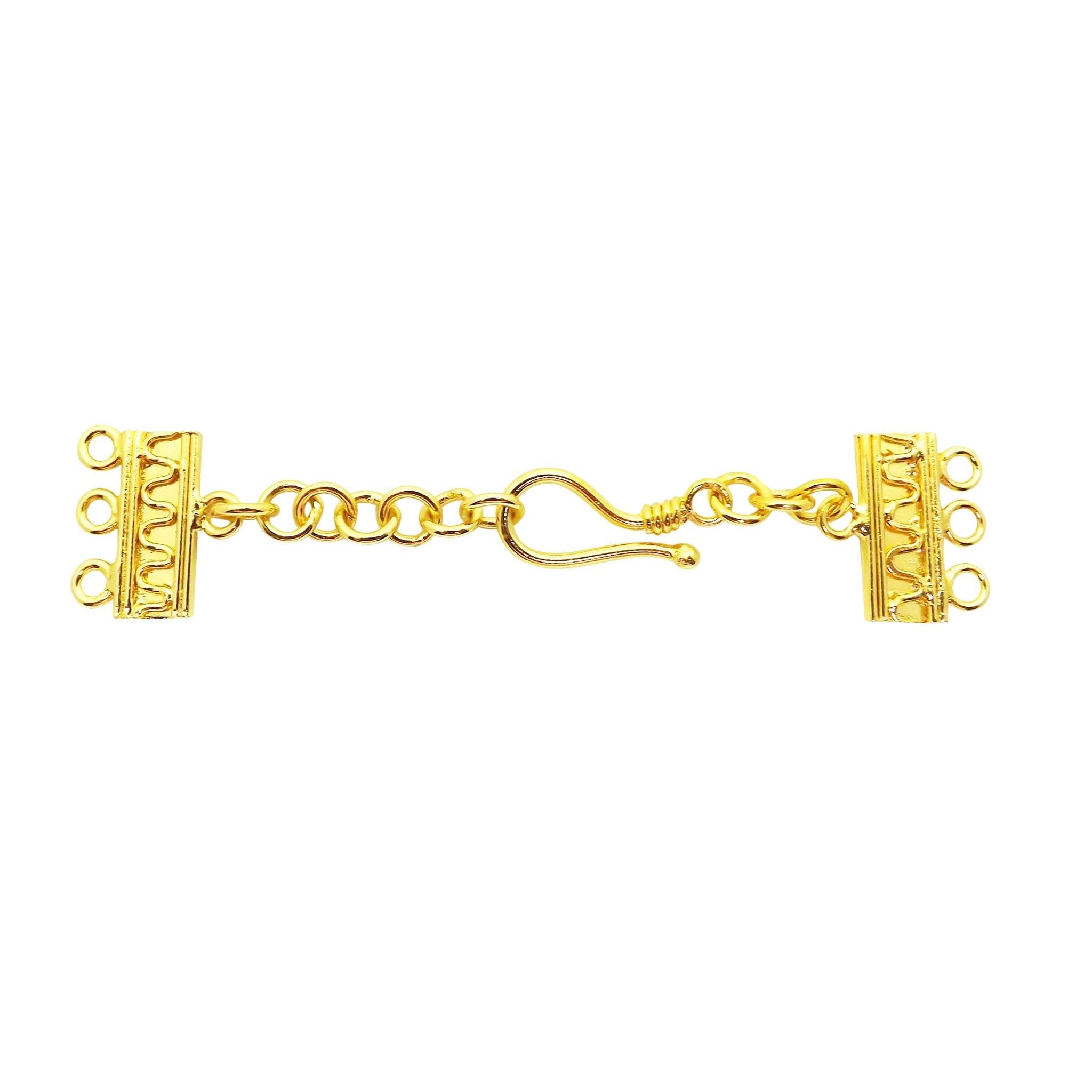 CG-179-3H 18K Gold Overlay Multi Strand Clasp With 3 Holes Beads Bali Designs Inc 