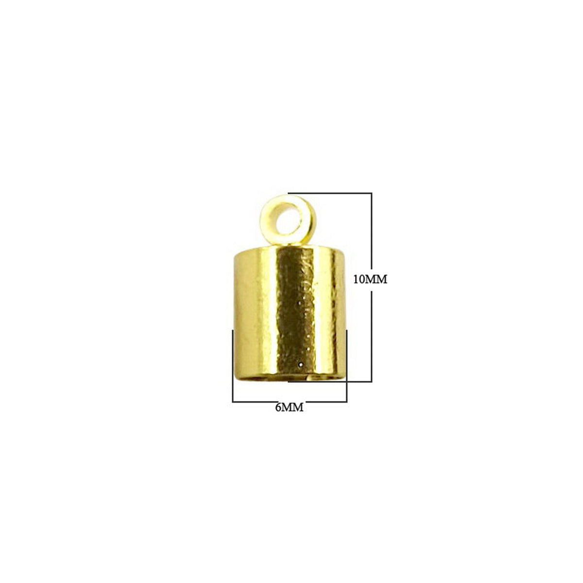 Elegant 18K Gold Overlay Over Copper crimp & cord tube end cap with loop, handcrafted in India