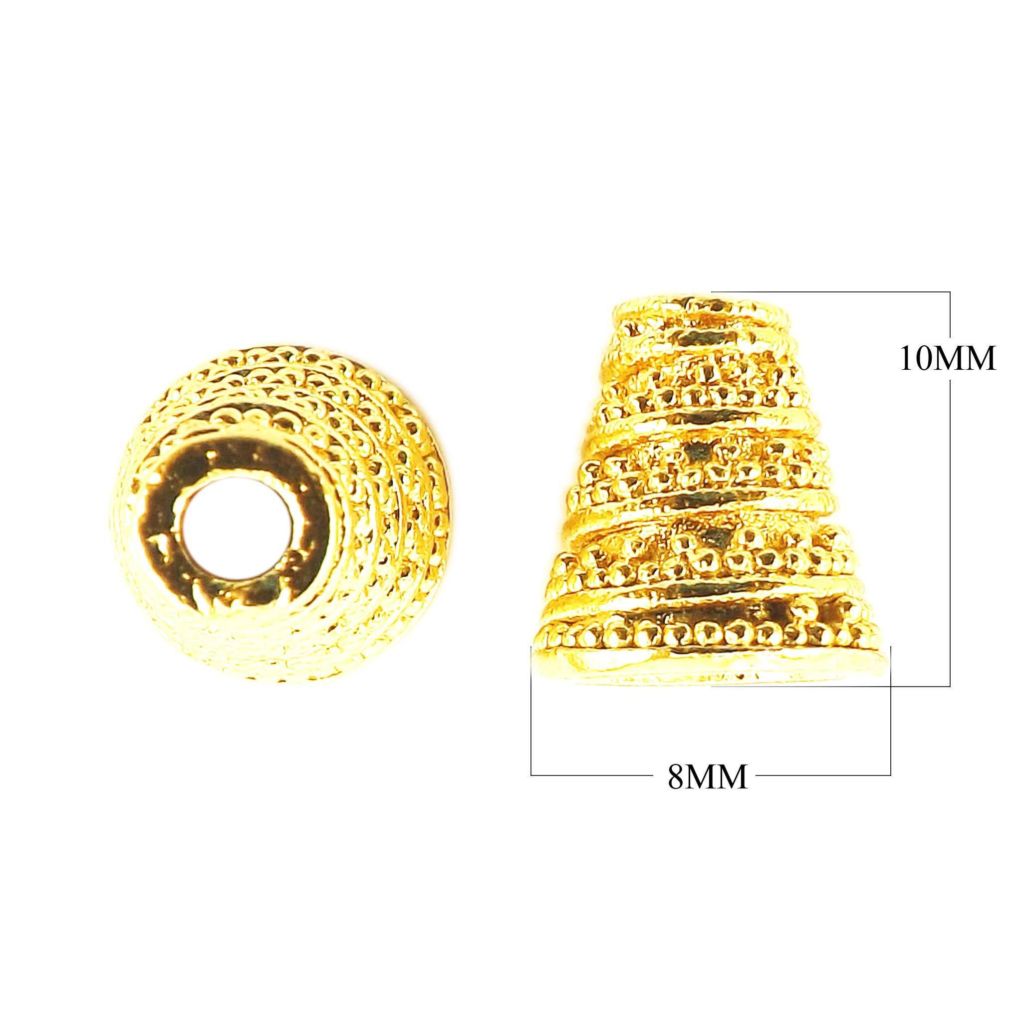 CG-185 18K Gold Overlay Twisting Granulation Motif look Cone Beads Bali Designs Inc 