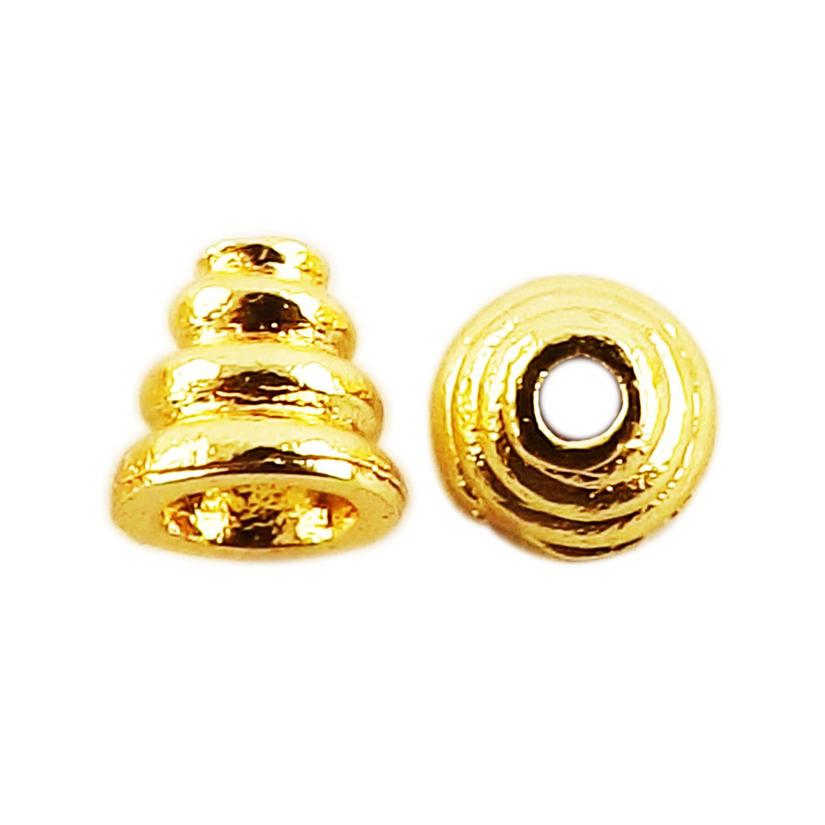 Handcrafted layered dome bead made with 18K Gold Overlay Over Copper from India for necklaces and bracelets