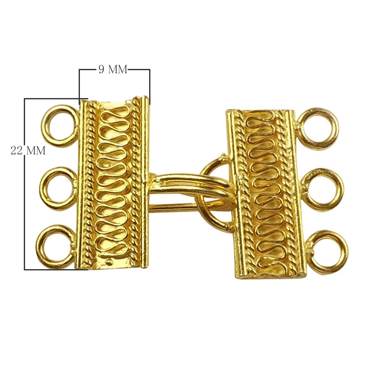 CG-233 18K Gold Overlay Multi Strand Clasp With 3 Holes Beads Bali Designs Inc 