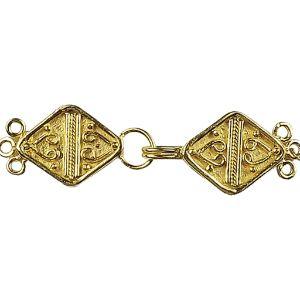 Elegant Multi Strand Clasp With 3 Holes Handcrafted In India With 18K Gold Overlay Over Copper For Necklaces And Bracelets
