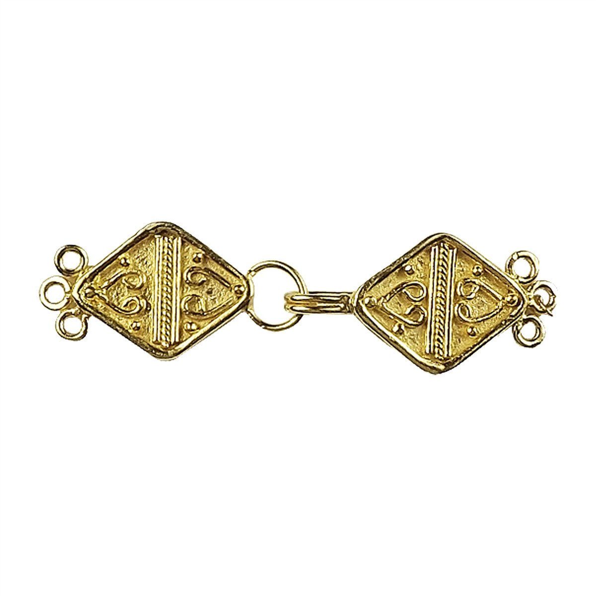 Elegant Multi Strand Clasp With 3 Holes Handcrafted In India With 18K Gold Overlay Over Copper For Necklaces And Bracelets