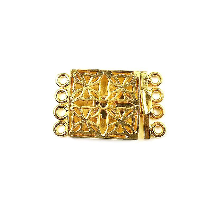CG-249 18K Gold Overlay Multi Strand Clasp With 4 Holes Beads Bali Designs Inc 