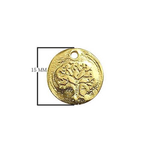CG-276 18K Gold Overlay Natural Charm with Etched Tree Beads Bali Designs Inc 