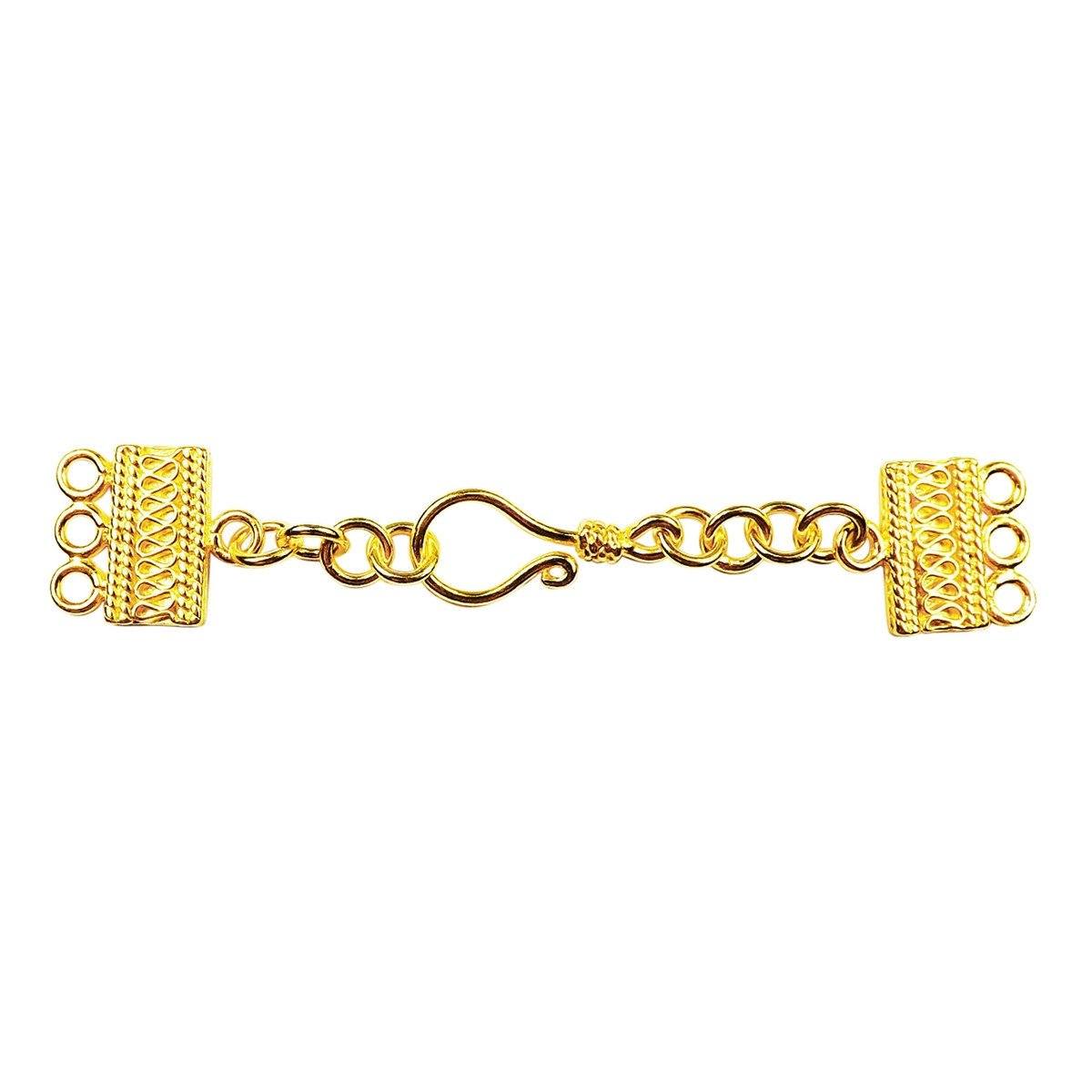 CG-289-3H 18K Gold Overlay Multi Strand Clasp With 3 Holes Beads Bali Designs Inc 
