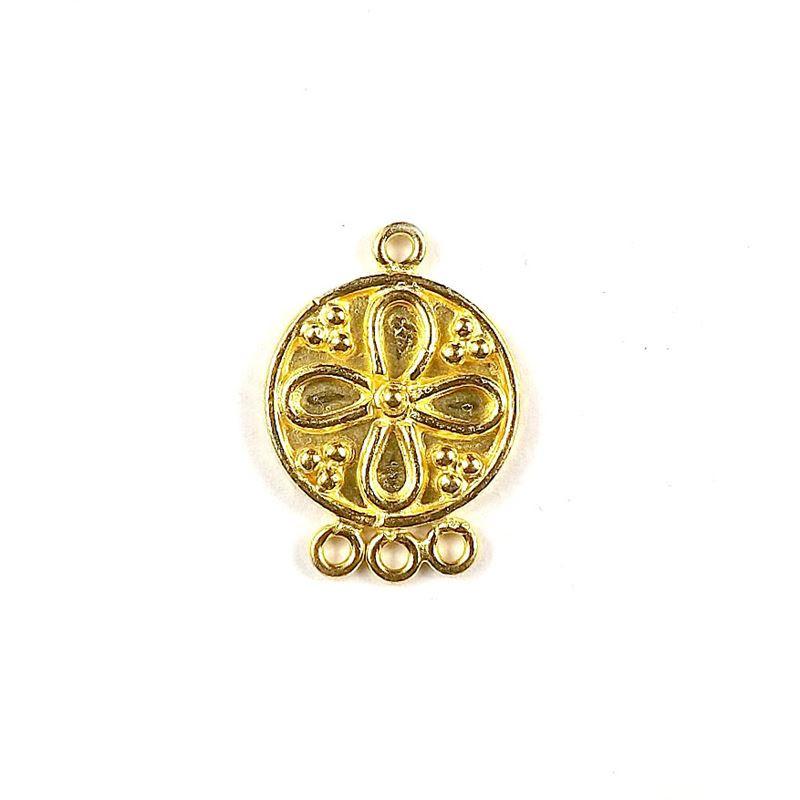 CG-298 18K Gold Overlay Connector With 3 Holes Beads Bali Designs Inc 