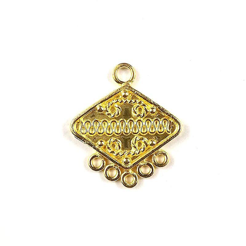 CG-300 18K Gold Overlay Connector With 5 Holes Beads Bali Designs Inc 