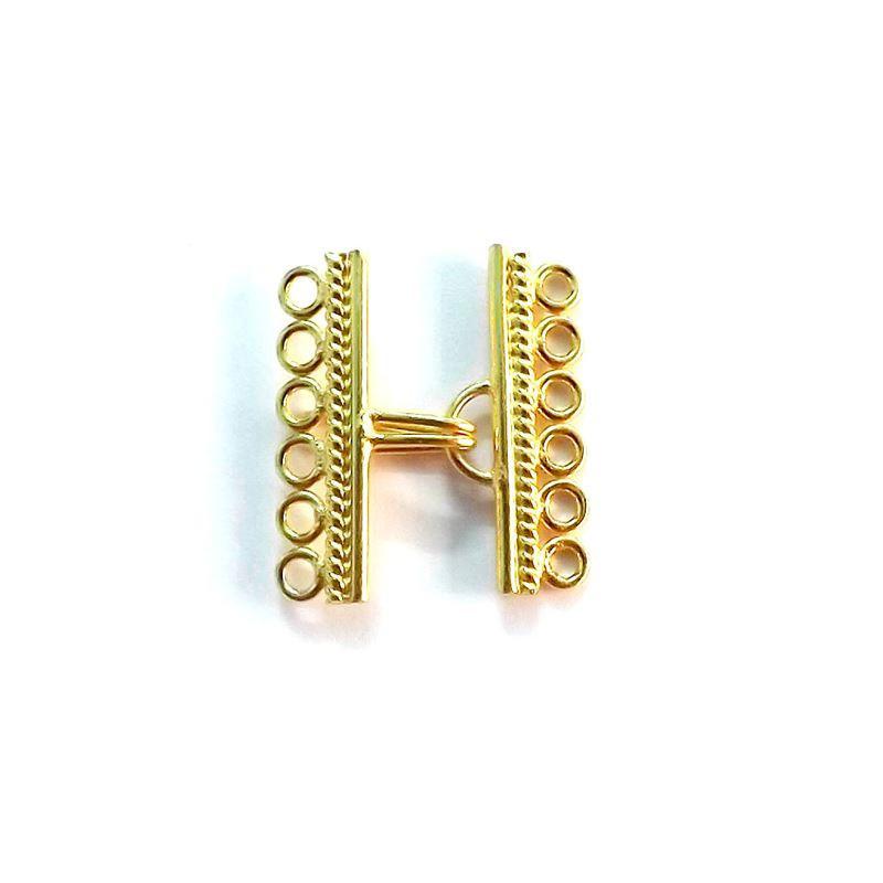 CG-314 18K Gold Overlay Multi Strand Clasp With 6 Holes Beads Bali Designs Inc 