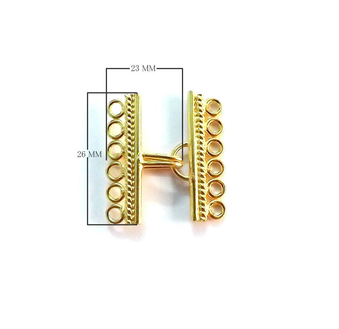 CG-314 18K Gold Overlay Multi Strand Clasp With 6 Holes Beads Bali Designs Inc 