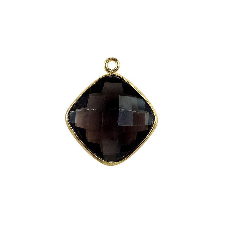 CG-319-SQ 18K Gold Overlay Stone Connector With Smokey Quartz Beads Bali Designs Inc 