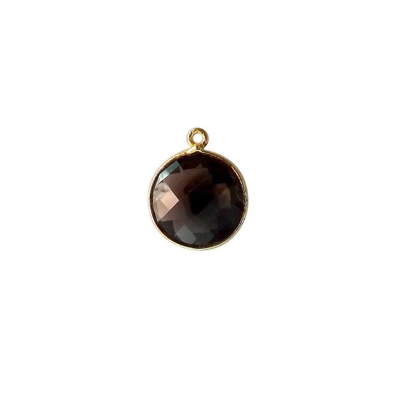 CG-321-SQ-S 18K Gold Overlay Stone Connector With Smokey Quartz Beads Bali Designs Inc 