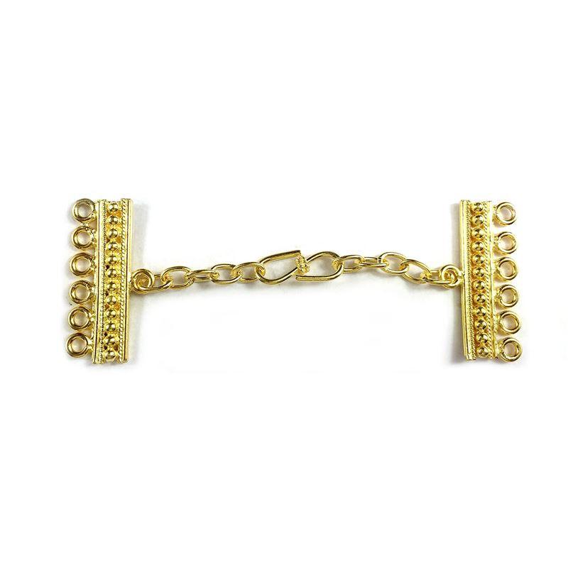 CG-329 18K Gold Overlay Multi Strand Clasp With 6 Holes Beads Bali Designs Inc 