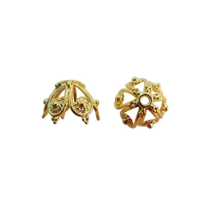 Handcrafted 18K Gold Overlay Over Copper filigree dome bead caps from India for DIY jewelry designs