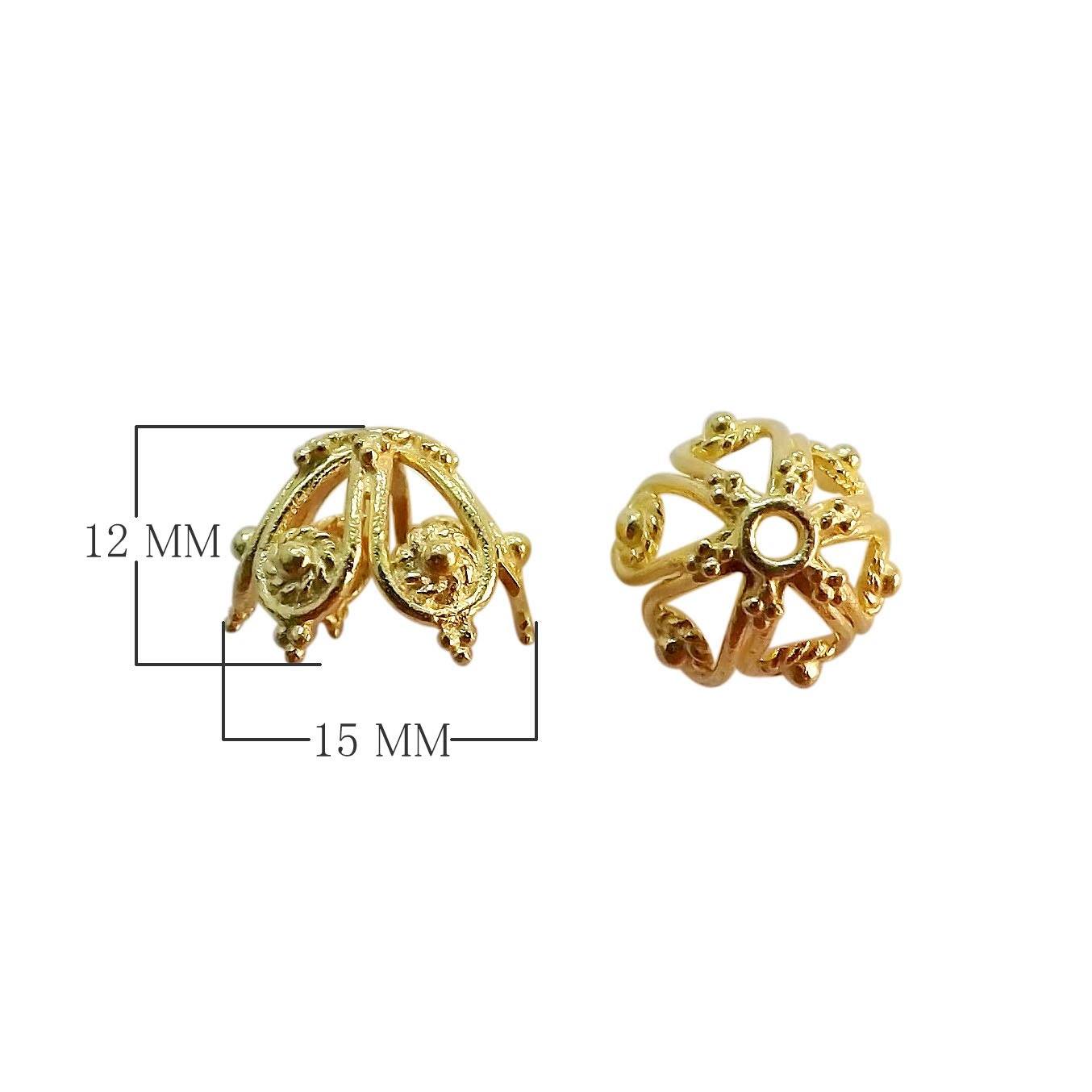 Handcrafted 18K Gold Overlay Over Copper filigree dome bead caps from India for DIY jewelry designs