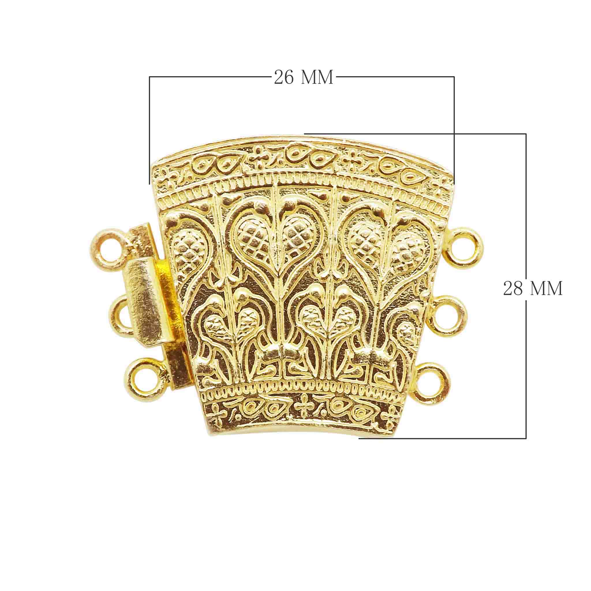 CG-358 18K Gold Overlay Multi Strand Clasp With 3 Holes Beads Bali Designs Inc 