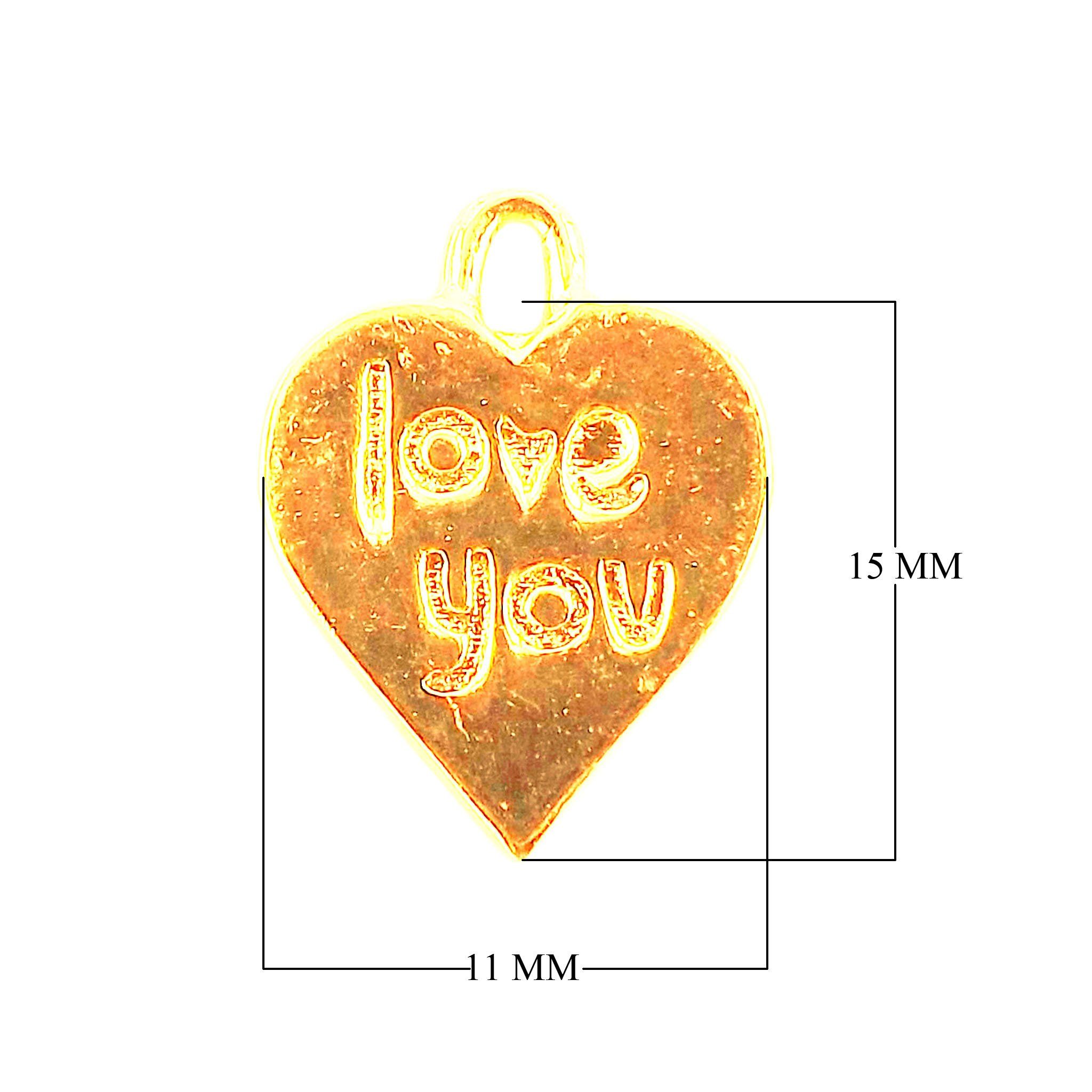 CG-369-15X11MM 18K Gold Overlay Love You Heart Charm Beads Bali Designs Inc 