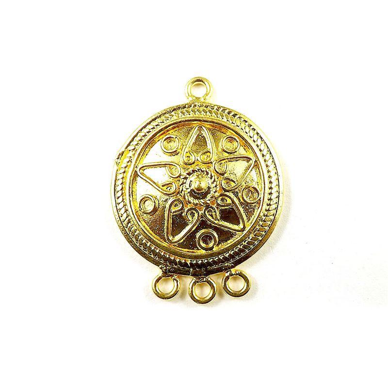 CG-372 18K Gold Overlay Connectors With 3 Holes Beads Bali Designs Inc 