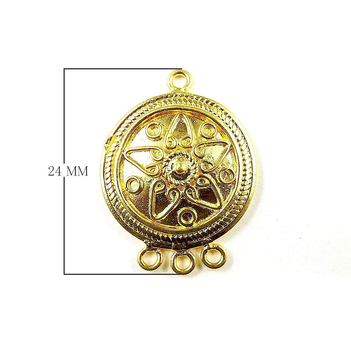 CG-372 18K Gold Overlay Connectors With 3 Holes Beads Bali Designs Inc 