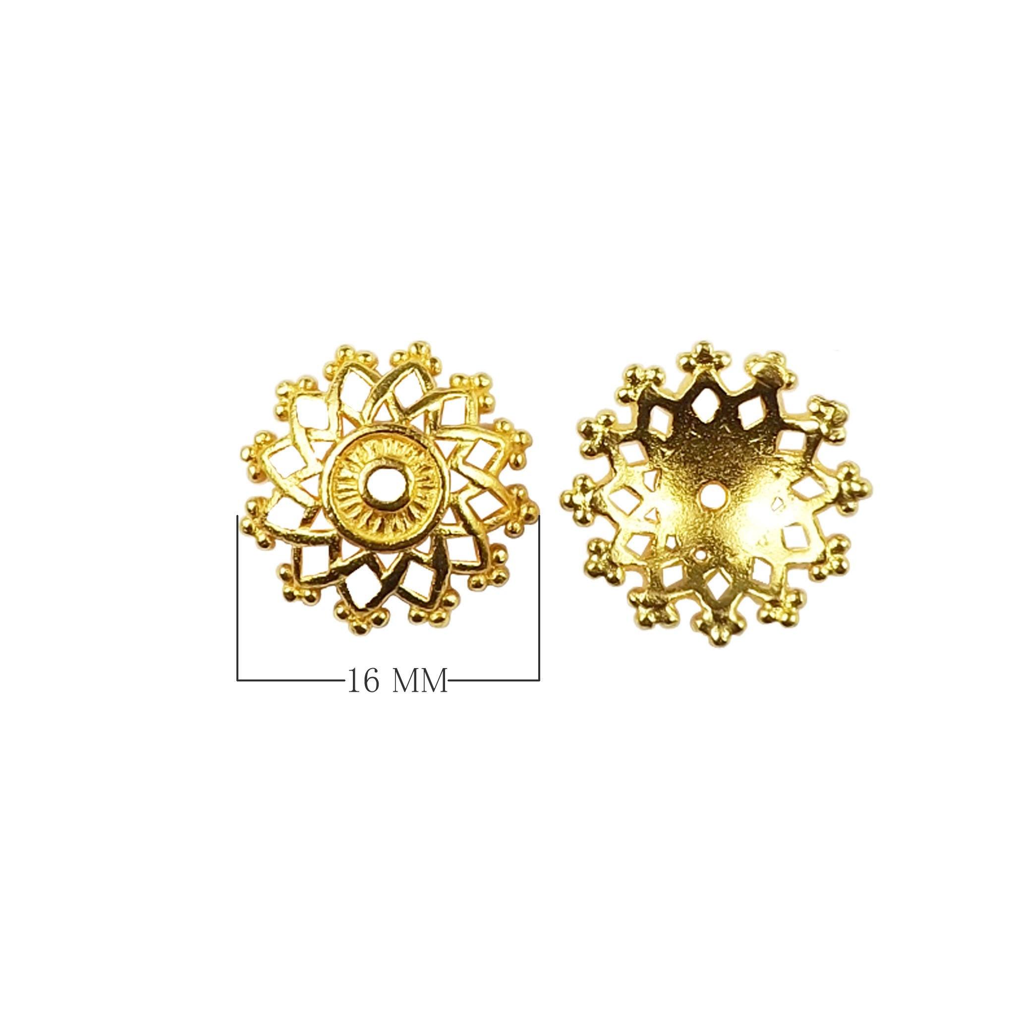 Traditional round floral filigree jewelry connector made in 18K Gold Overlay Over Copper handcrafted in India