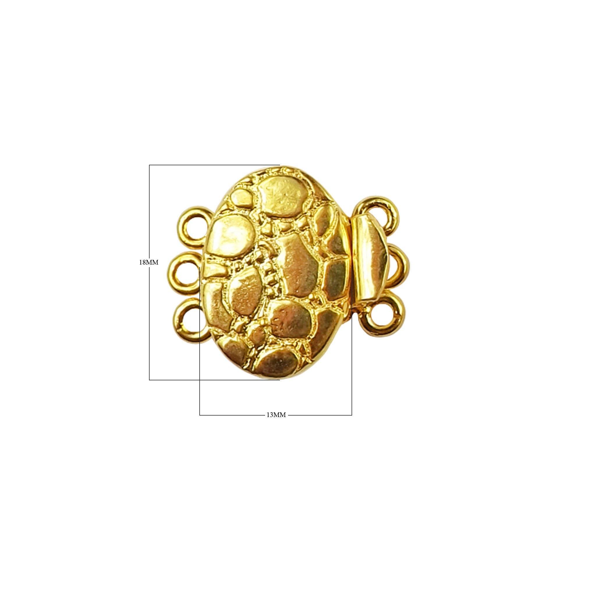 CG-389 18K Gold Overlay Multi Strand Clasp With 3 Hole Beads Bali Designs Inc 