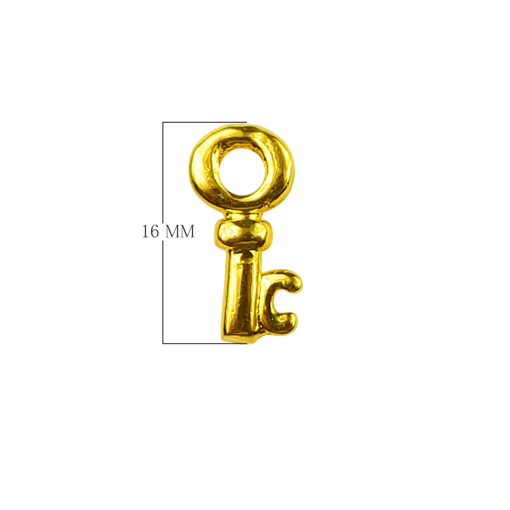 CG-403 18K Gold Overlay Key Shape Charm Beads Bali Designs Inc 