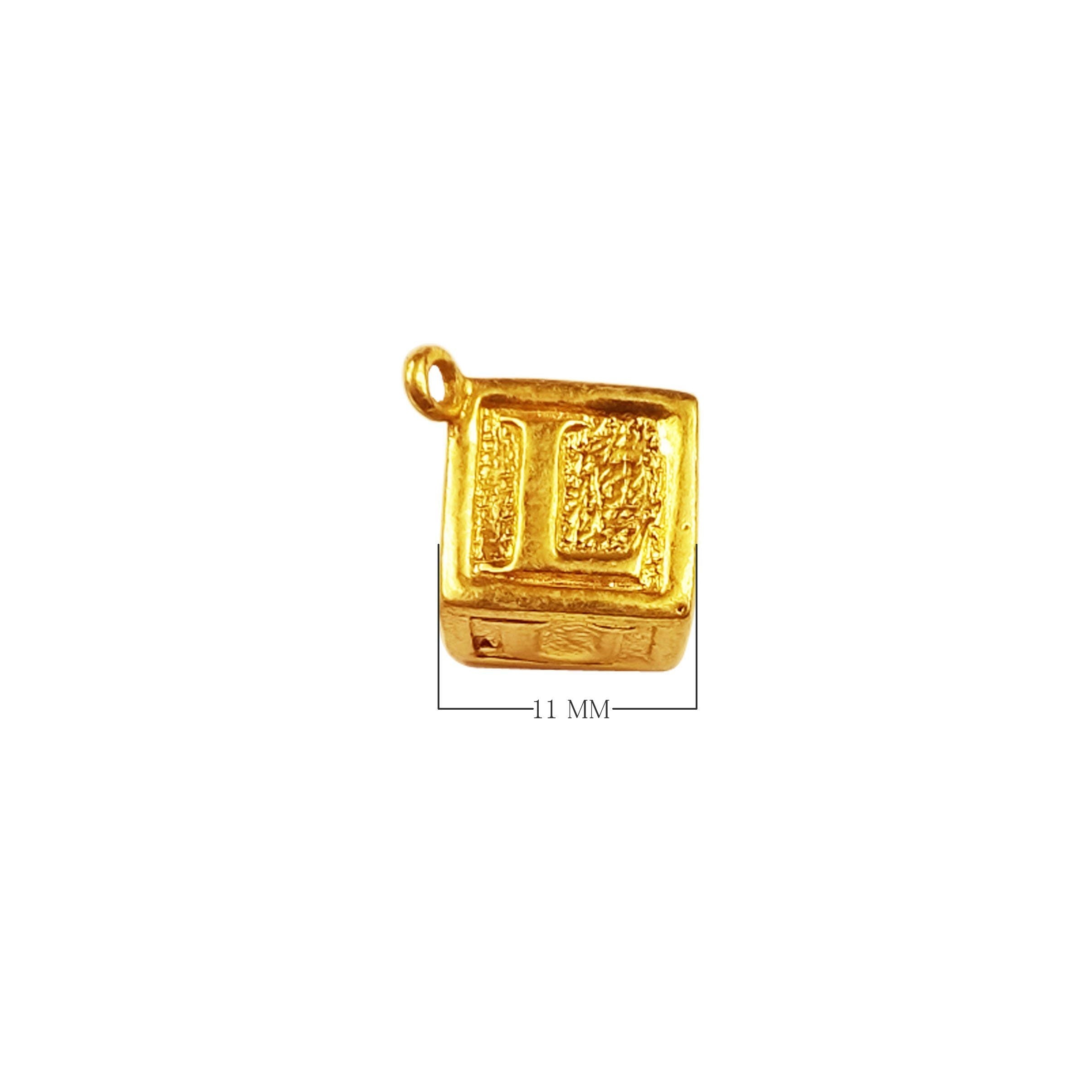 CG-421 18K Gold Overlay Cube Charm With Heart & love Word Beads Bali Designs Inc 