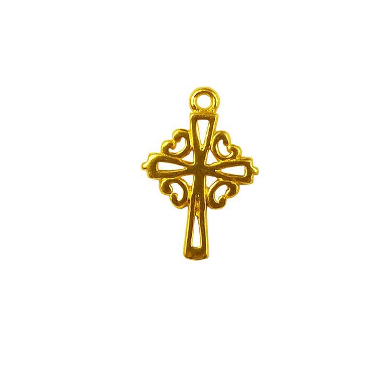 CG-426 18K Gold Overlay Cross Charm Beads Bali Designs Inc 