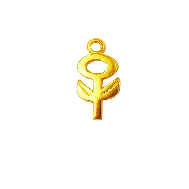 CG-427 18K Gold Overlay Petal Charm With Two Leaf Beads Bali Designs Inc 