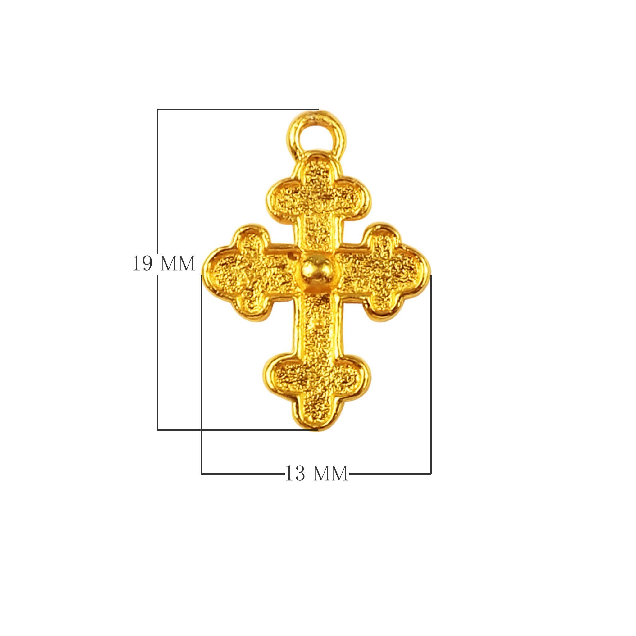 CG-429 18K Gold Overlay Cross Charm Beads Bali Designs Inc 