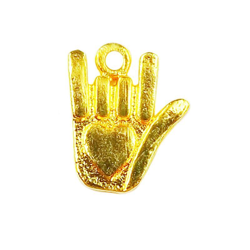 CG-436 18K Gold Overlay Hand With Etched Heart Charm Beads Bali Designs Inc 