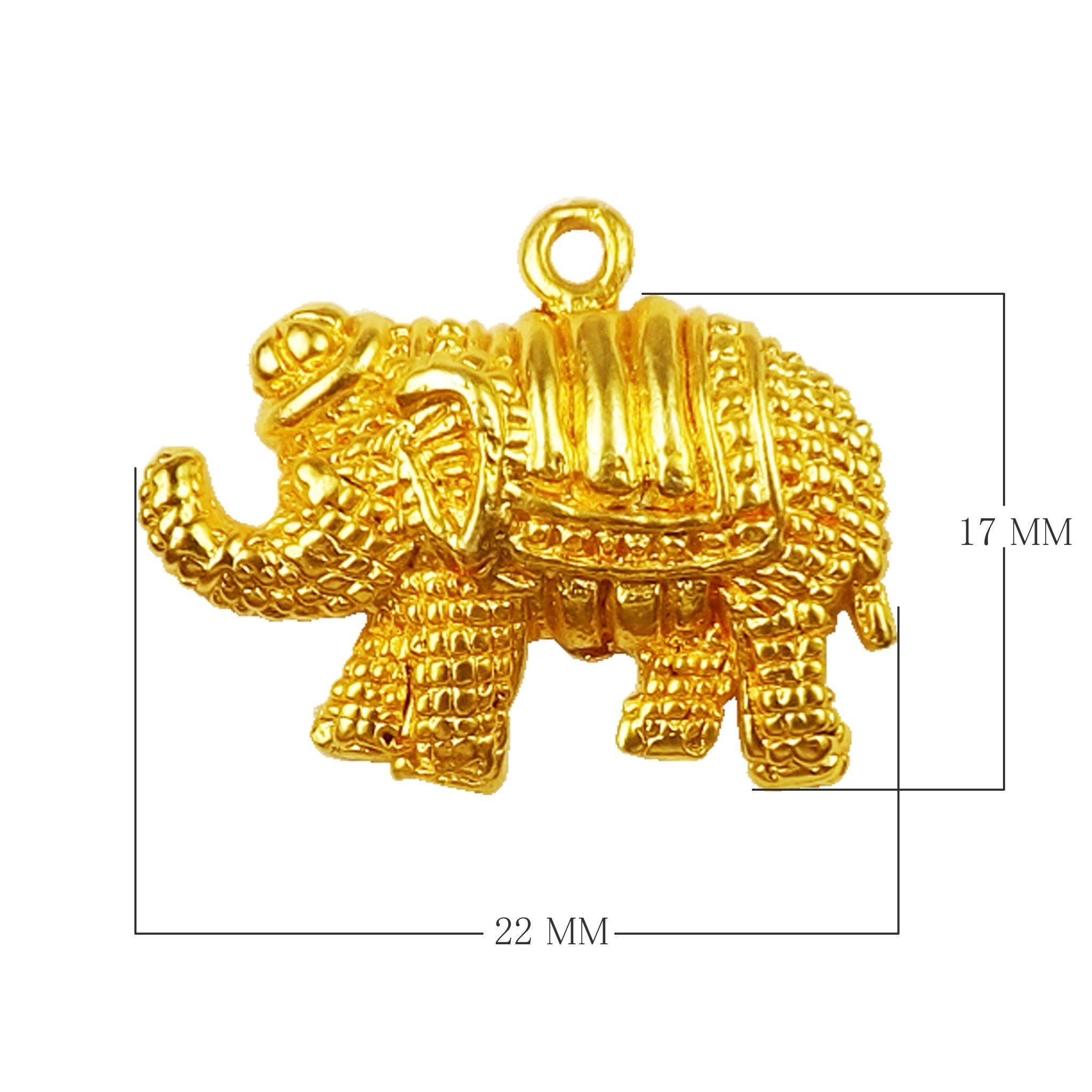 CG-439 18K Gold Overlay Elephant Charm Beads Bali Designs Inc 