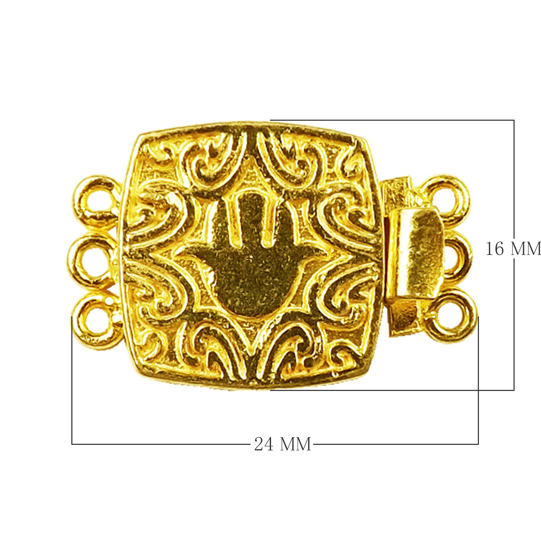 CG-441 18K Gold Overlay Multi Strand Clasp With 3 Holes Beads Bali Designs Inc 