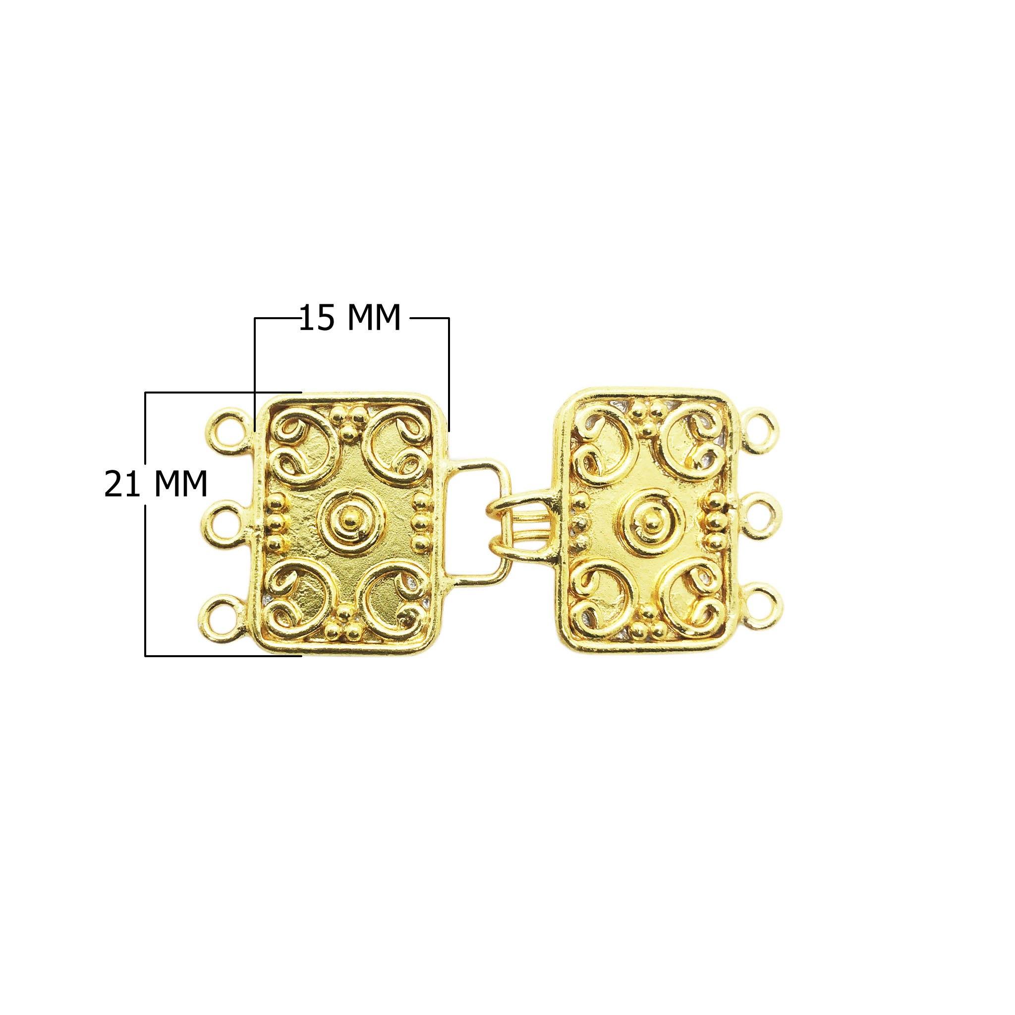 CG-445 18K Gold Overlay Multi Strand Clasp With 3 Holes Beads Bali Designs Inc 