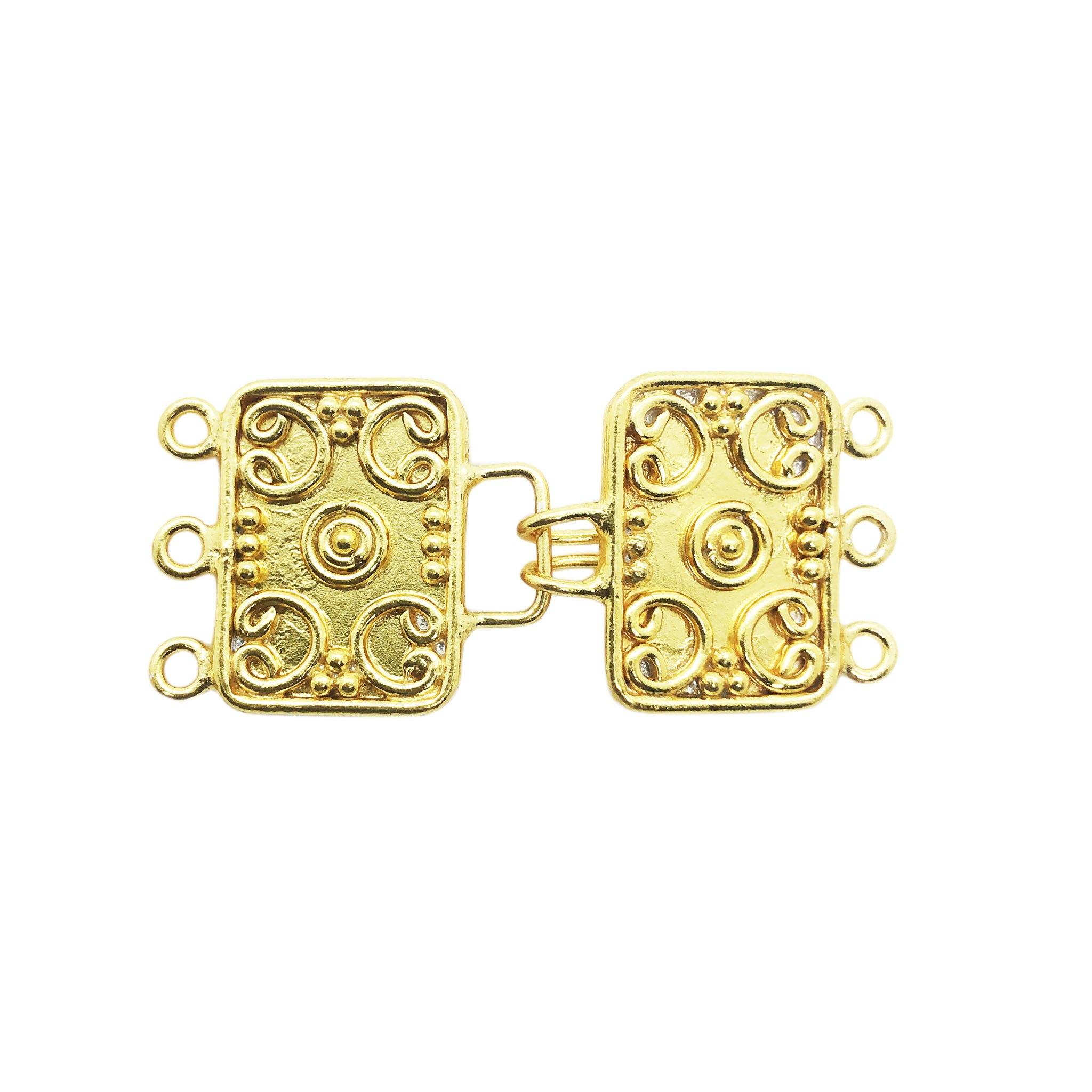CG-445 18K Gold Overlay Multi Strand Clasp With 3 Holes Beads Bali Designs Inc 