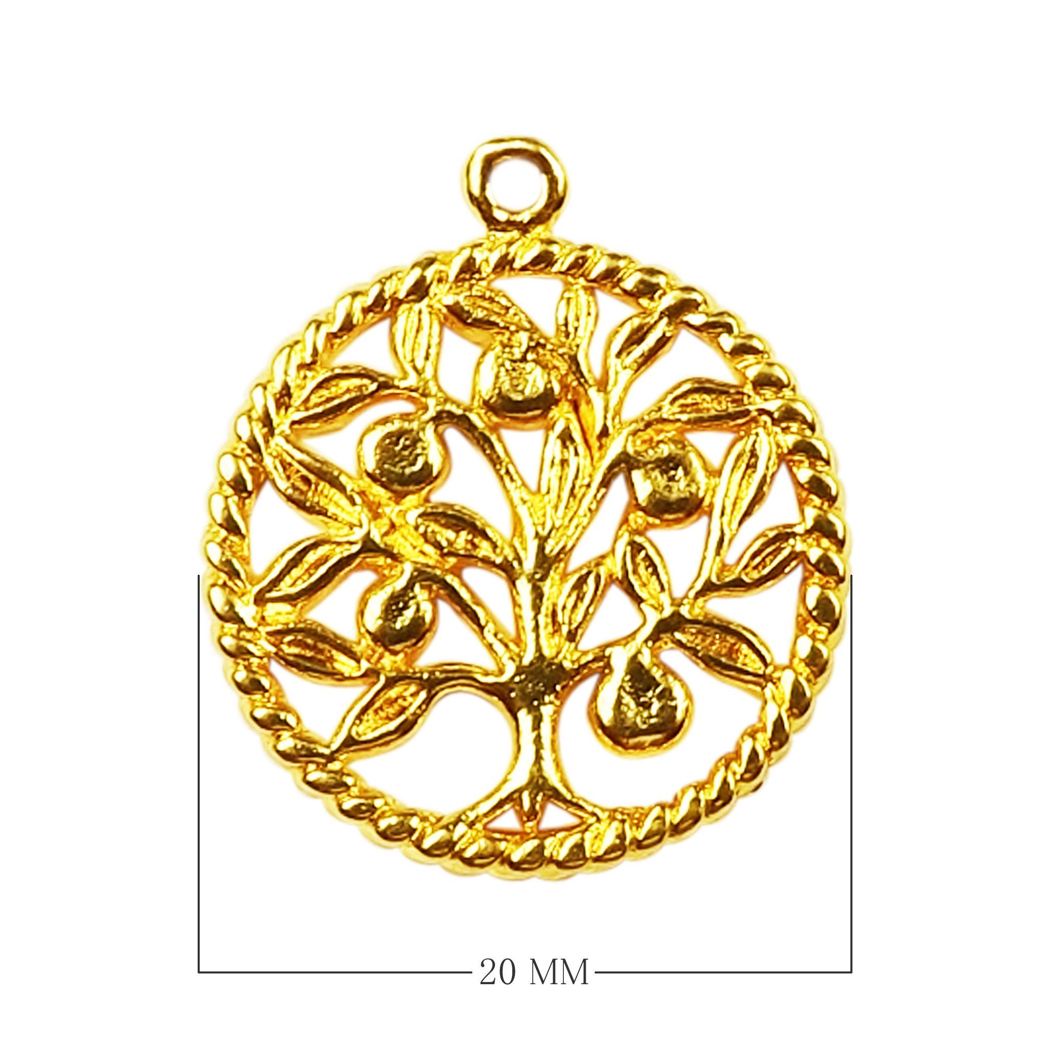 CG-452 18K Gold Overlay Tree of Life Charm Beads Bali Designs Inc 