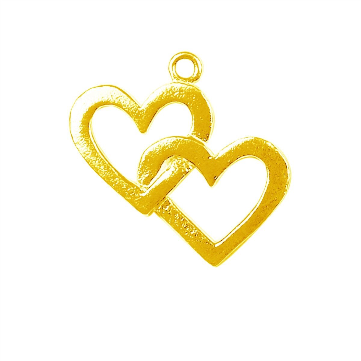 CG-454 18K Gold Overlay Two Heart Charm Beads Bali Designs Inc 
