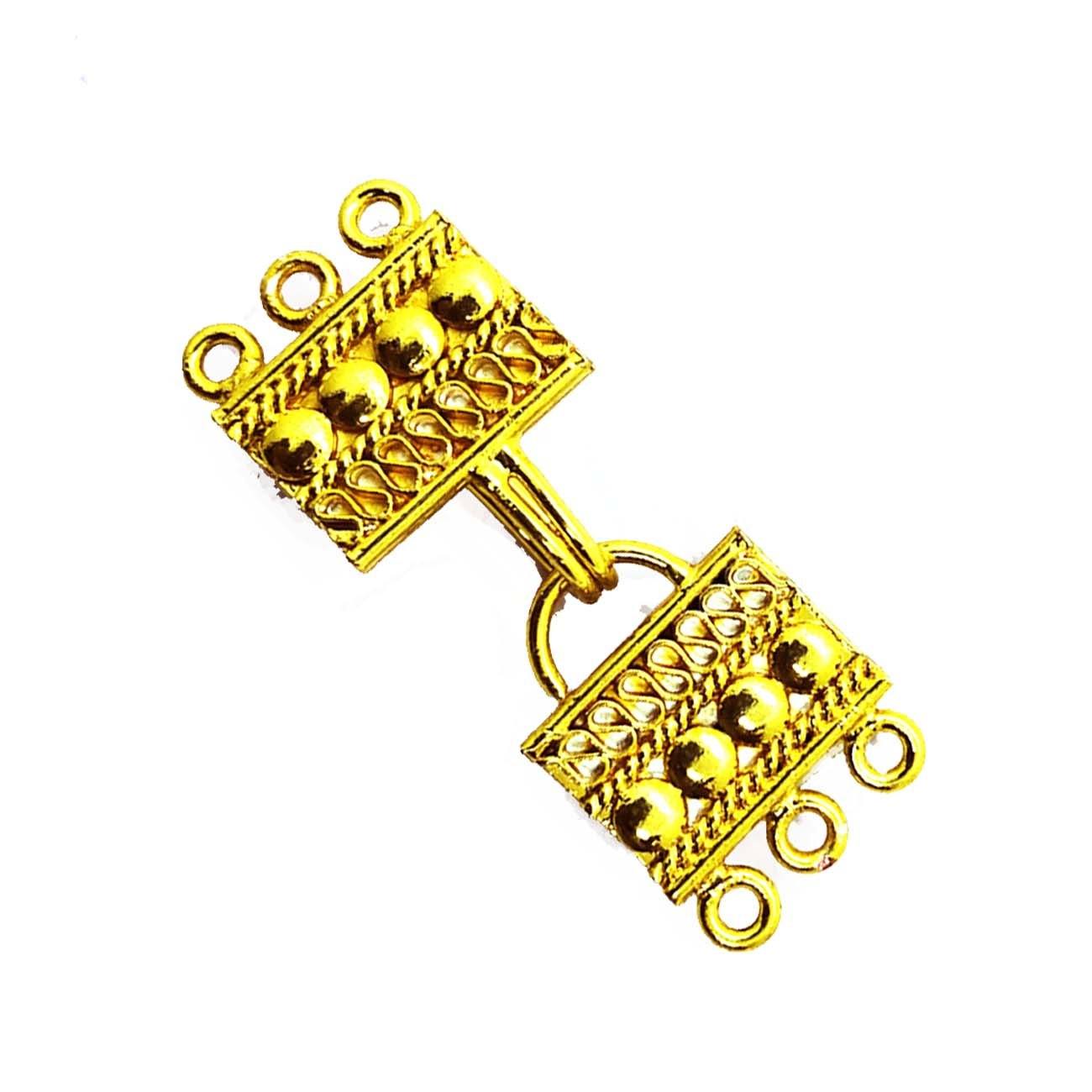 CG-460 18K Gold Overlay Multi Strand Clasp With 3 Holes Beads Bali Designs Inc 