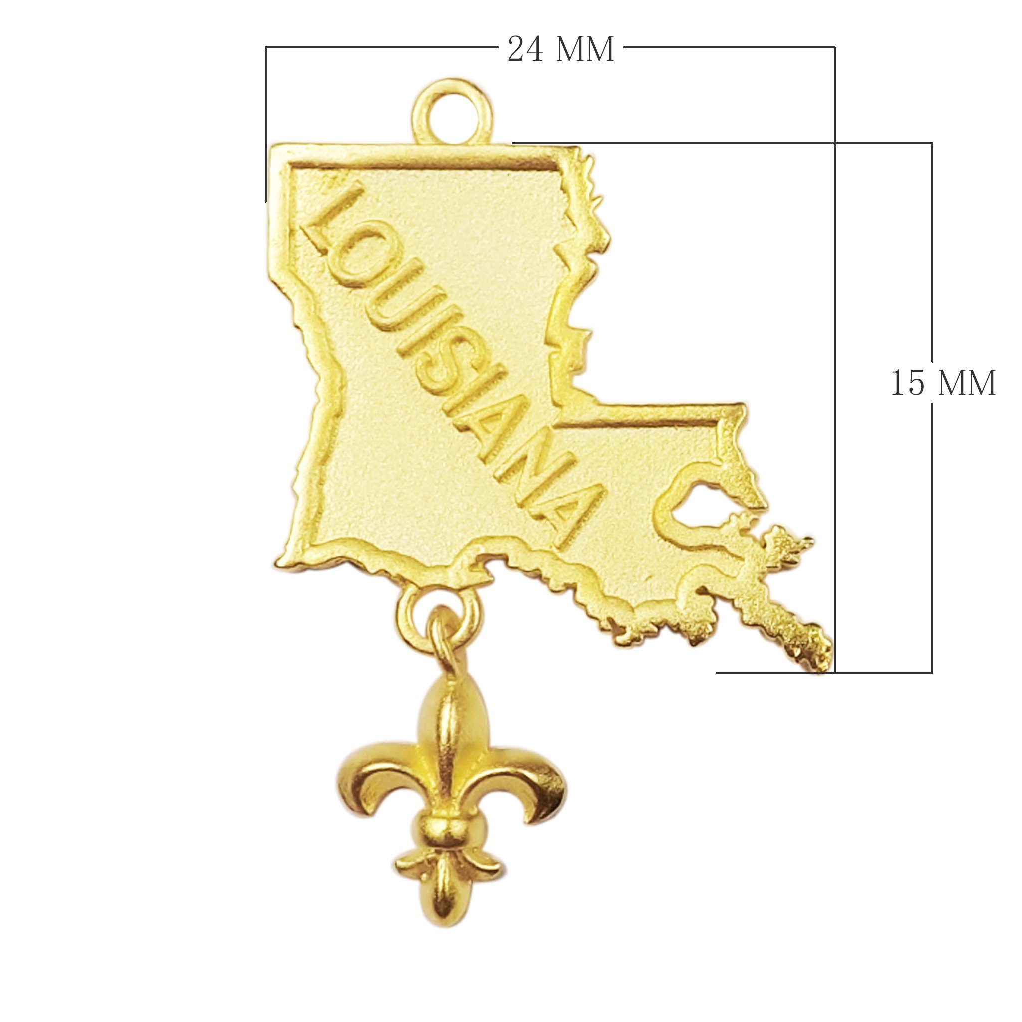 CG-461-24X15MM 18K Gold Overlay Louisiana State Charm Beads Bali Designs Inc 
