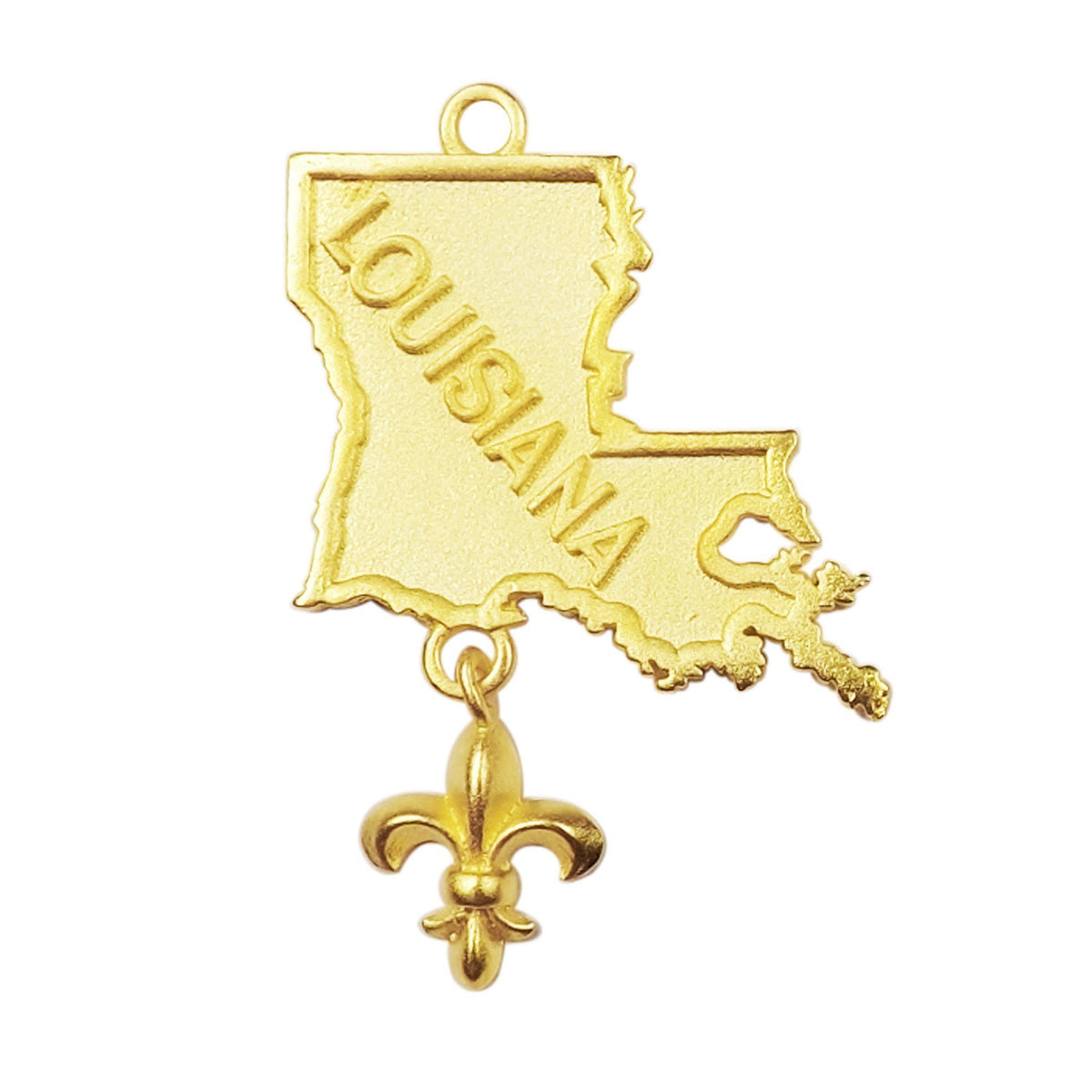 CG-461-24X15MM 18K Gold Overlay Louisiana State Charm Beads Bali Designs Inc 