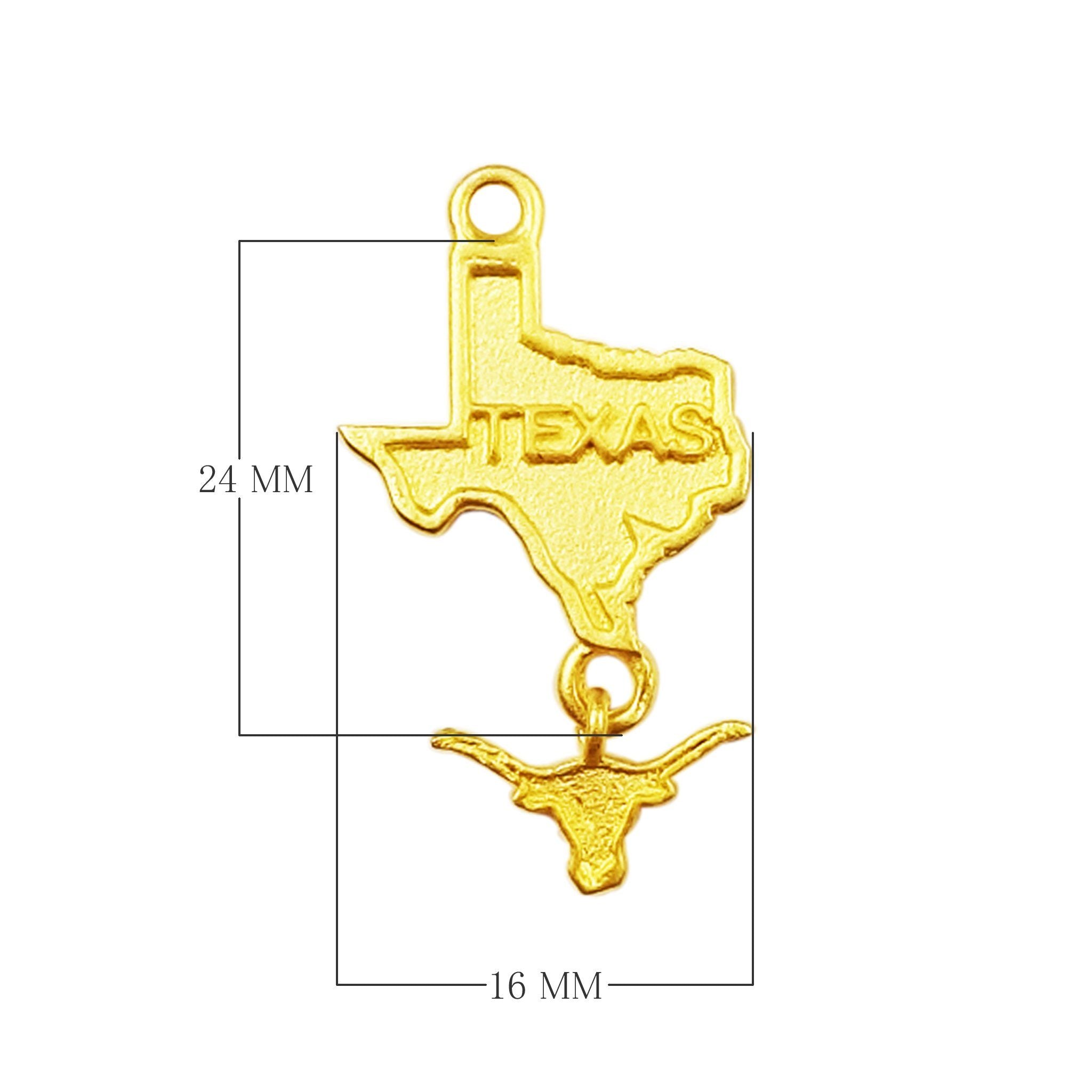 CG-463-24X16MM 18K Gold Overlay Texas State Charm Beads Bali Designs Inc 