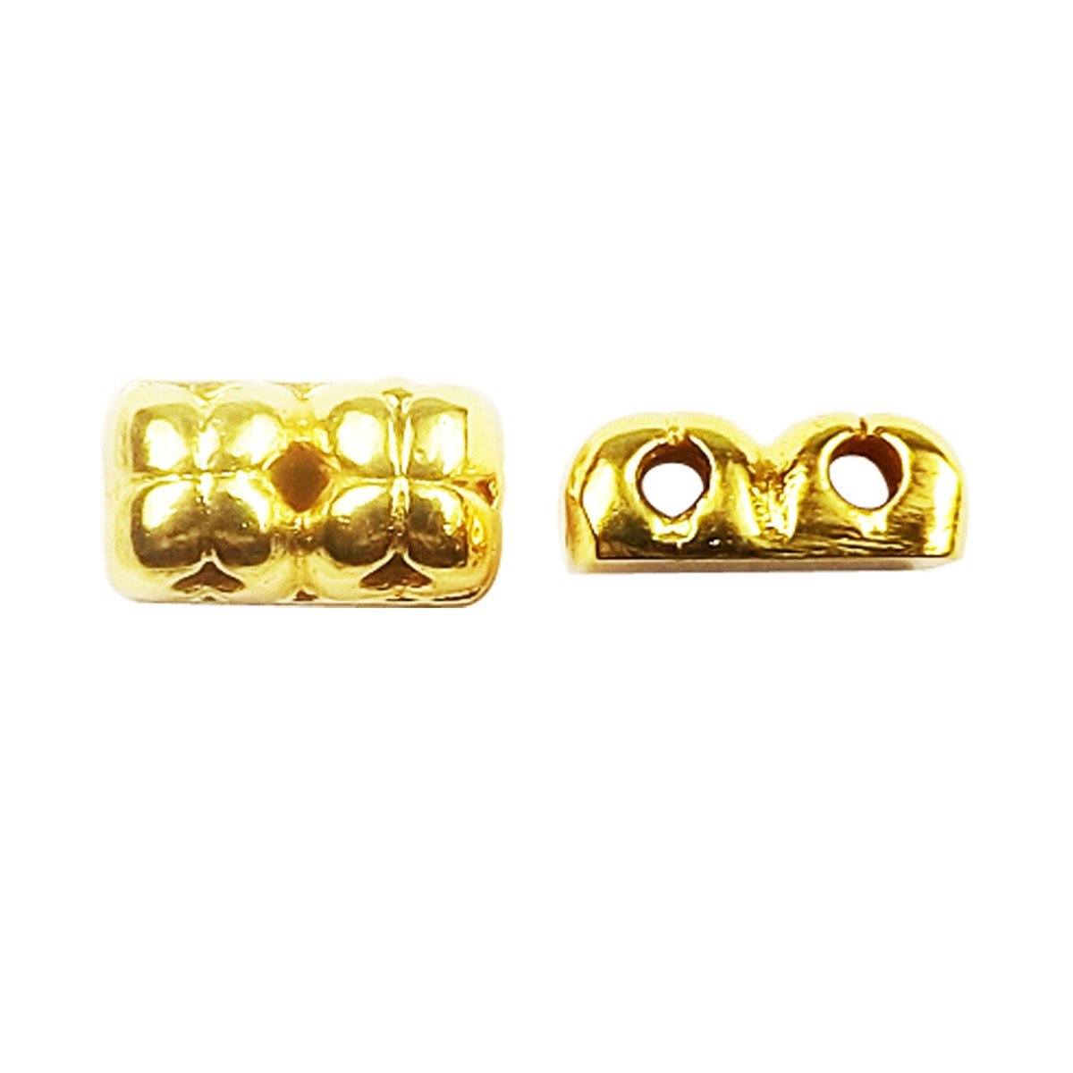 CG-468 18K Gold Overlay Multi Strand With Flower Design Spacer Bar With 2 Hole Beads Bali Designs Inc 