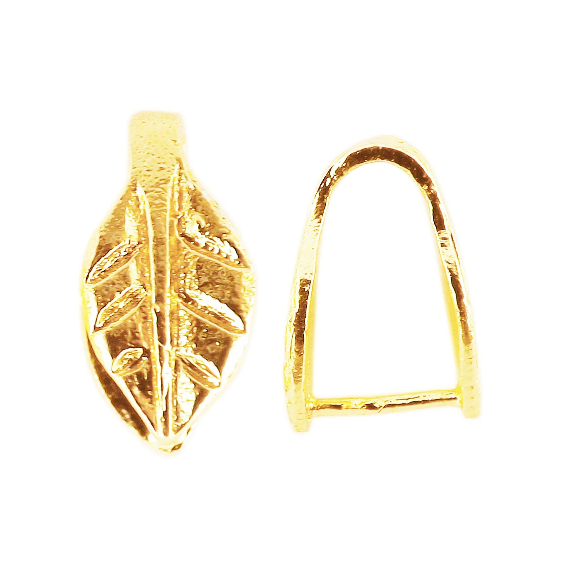CG-500 18K Gold Overlay Leaf Designer Pendant Bail Beads Bali Designs Inc 