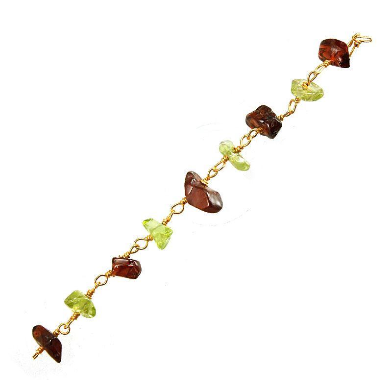 CHG-176-CO1 18K Gold Overlay Beading & Extender Garnet, Peridot Chain Beads Bali Designs Inc 