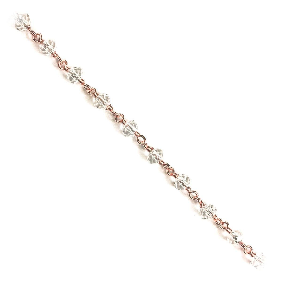 CHRG-237-CYQTZ Rose Gold Overlay Beading & Extender Chain With Crystal Quartz Beads Bali Designs Inc 