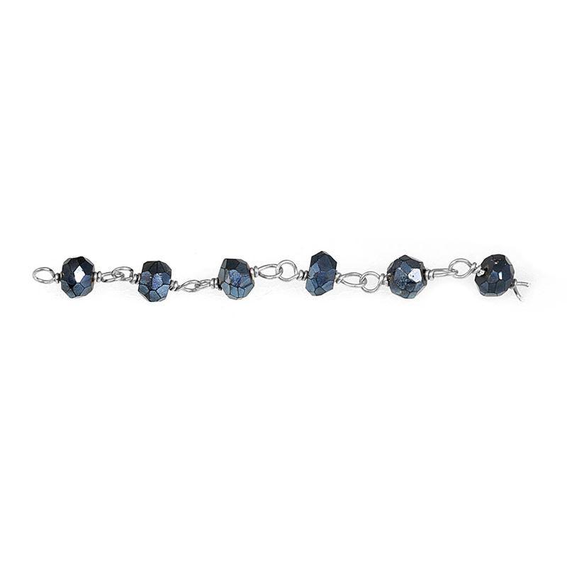 CHS-133-BS Silver Overlay Beading & Extender Black Spinal Chain Beads Bali Designs Inc 