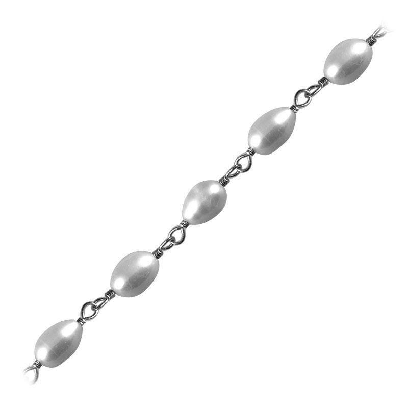 CHSF-189-PE Silver Overlay Beading & Extender Pearl Chain Beads Bali Designs Inc 