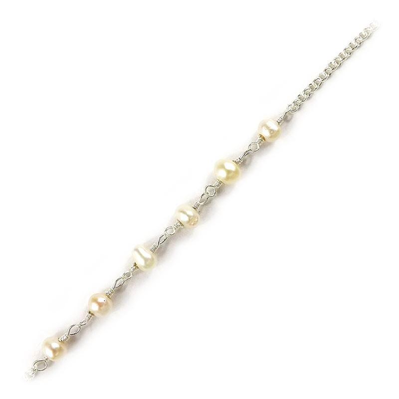 CHSF-252-PE Silver Overlay Beading & Extender Chain With Pearl Beads Bali Designs Inc 