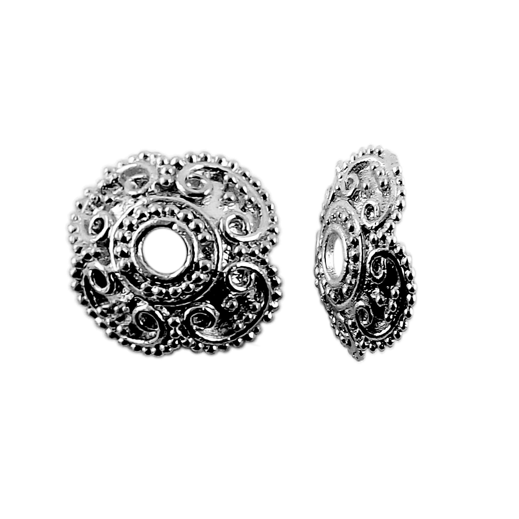 CR-145 Black Rhodium Overlay Bead Cap Beads Bali Designs Inc 